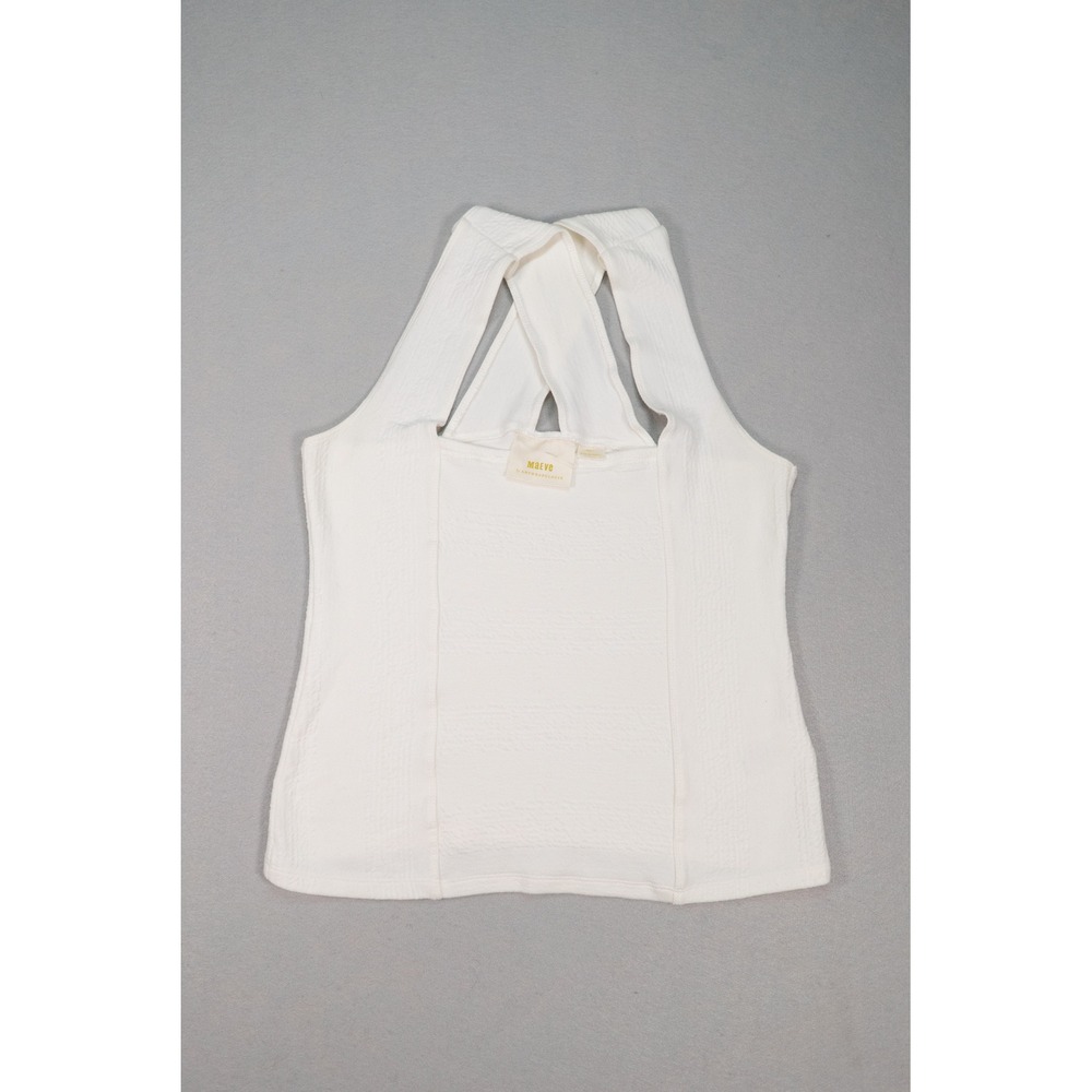 Maeve Anthropologie White Textured Halter Tank Top Women's Small Sleeveless